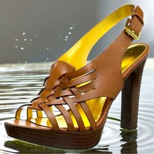 Ralph Lauren Shaina Slingback Leather Sandals, size 7.5